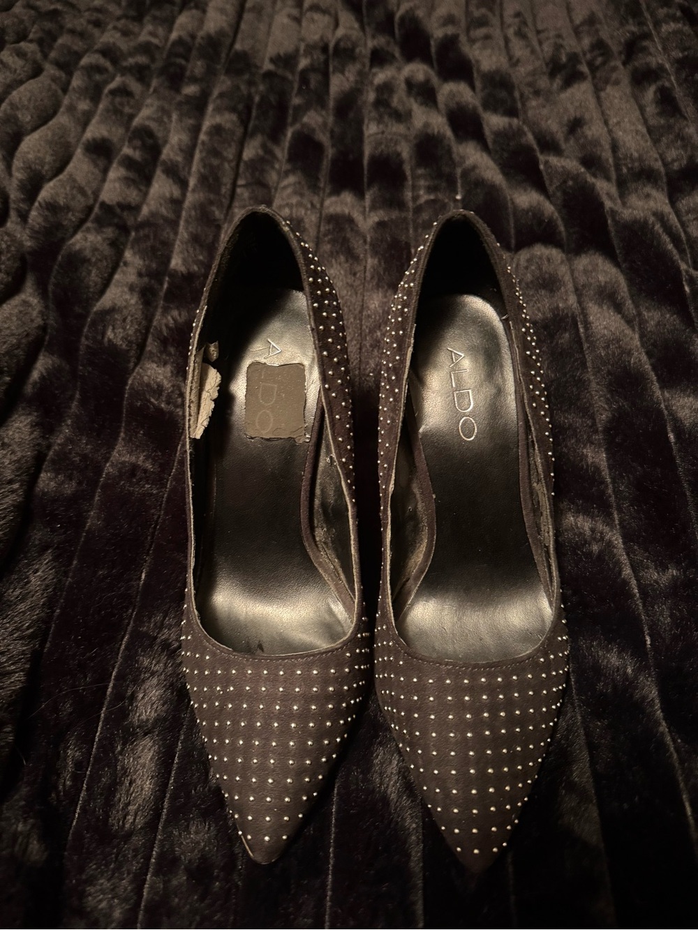 ALDO Black Pointed-Toe Studded Pumps